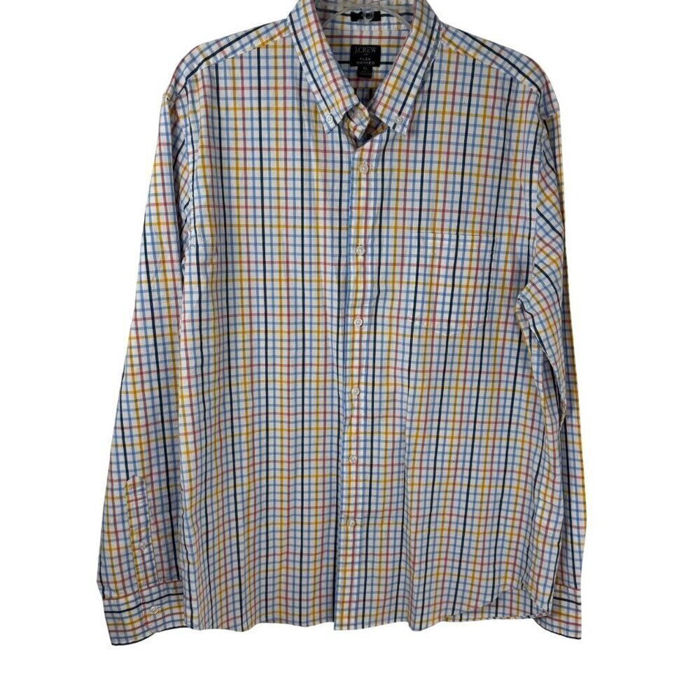 J. Crew Factory Plaid Flex Washed Slim Button Down Shirt Business Casual Men XL